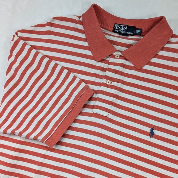 Polo Ralph Lauren Shirt Mens 2XLT Coral Striped Ivy League Country Club Preppy - Picture 2 of 11